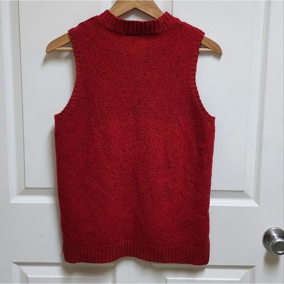 Pierre Cardin Vintage Sweater Vest Womens S Red Lambswool Cotton Knit V Neck - Picture 2 of 8